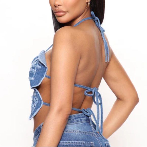 Julia Love J - Denim Butterfly Crop Top - Picture 5 of 5